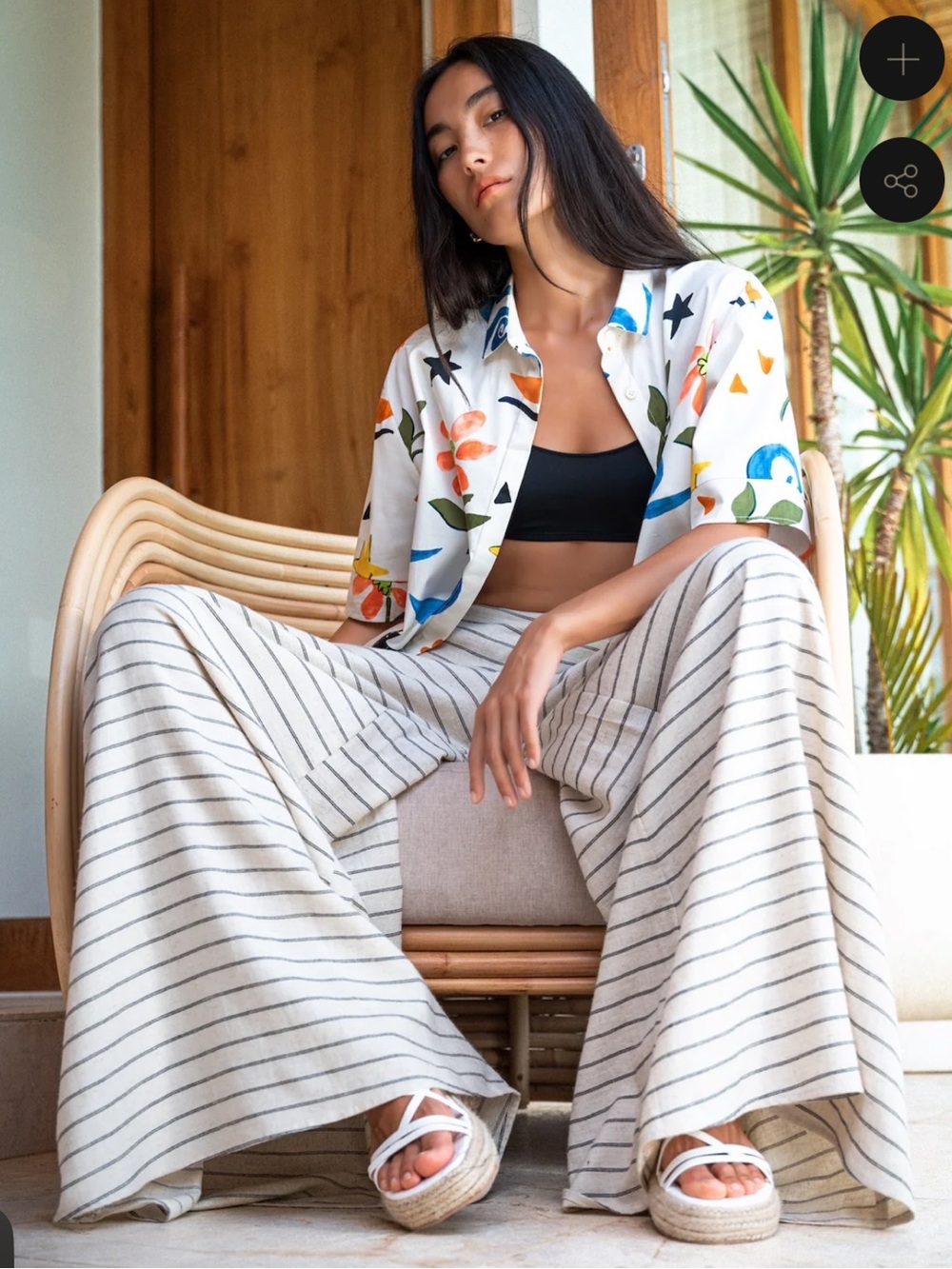 Corey Lynn Calter NWT Linen Blend Stripe Wide Leg Palazzo Pants Coastal Boho Med - Picture 3 of 14